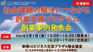 令和５年度　社会課題の解決につながる創業支援プログラム　創業事例発表会　令和6年3月1日